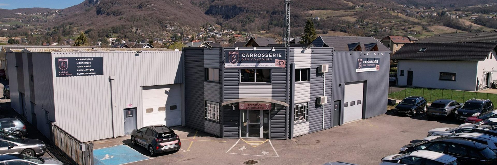 Vue aérienne Locaux Carrosserie des Contours